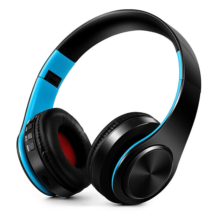 Tourya B7 Kabelloses Bluetooth Headset Faltbare Kopfhörer Verstellbare Ohrhörer mit Mikrofon, B7 (Schwarz Rot), B7 (Schwarz Blau)