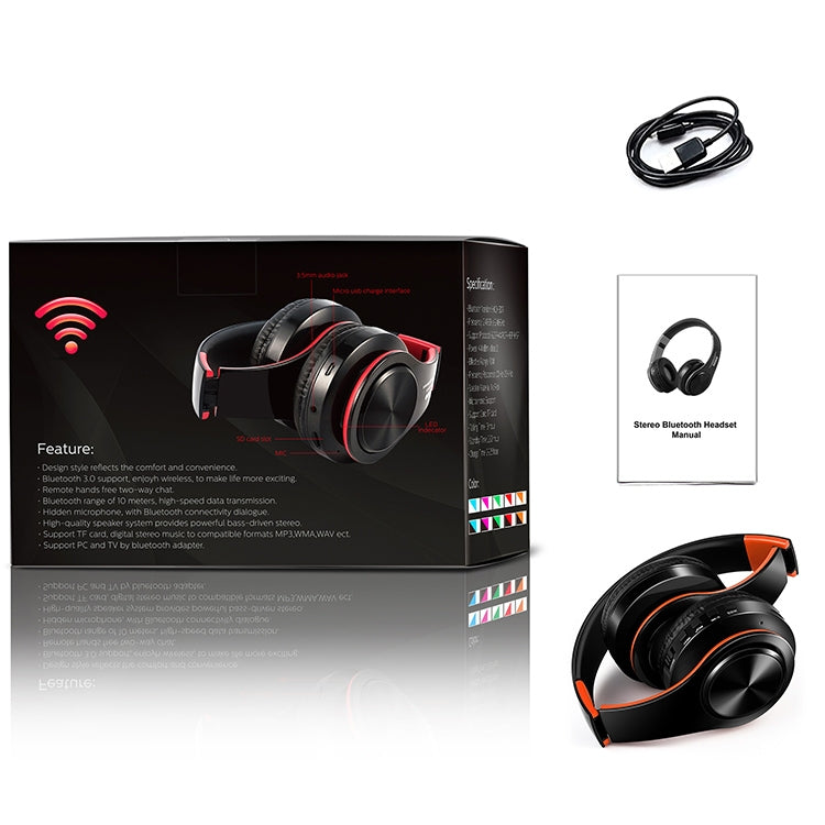 Tourya B7 Kabelloses Bluetooth Headset Faltbare Kopfhörer Verstellbare Ohrhörer mit Mikrofon, B7 (Schwarz Rot), B7 (Schwarz Blau)