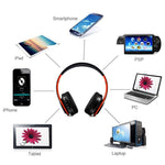 Tourya B7 Kabelloses Bluetooth Headset Faltbare Kopfhörer Verstellbare Ohrhörer mit Mikrofon, B7 (Schwarz Rot), B7 (Schwarz Blau)