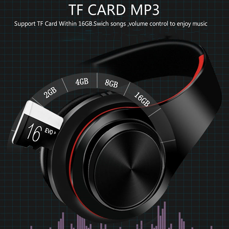 Tourya B7 Kabelloses Bluetooth Headset Faltbare Kopfhörer Verstellbare Ohrhörer mit Mikrofon, B7 (Schwarz Rot), B7 (Schwarz Blau)