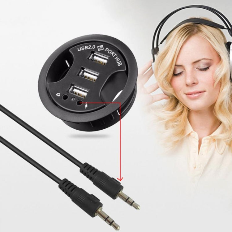 3-Port USB 2.0 Hub mit 3,5mm Audio- und Mikrofonanschluss
