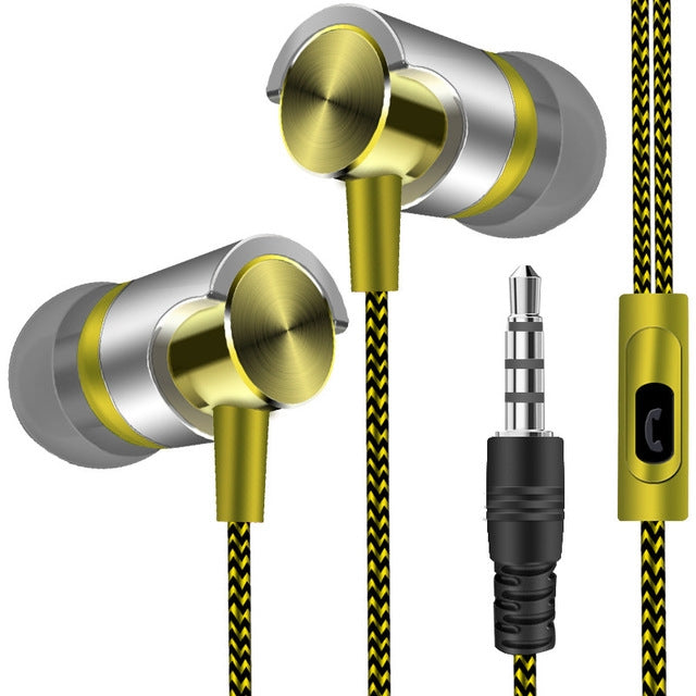 Metall Kabelgebundene Ohrhörer Super Bass Sound Kopfhörer In-Ear Sport-Headset mit Mikrofon für Xiaomi Samsung Huawei