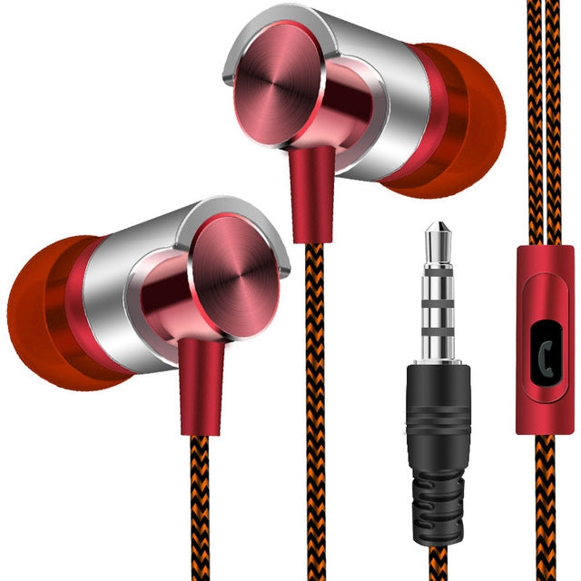 Metall Kabelgebundene Ohrhörer Super Bass Sound Kopfhörer In-Ear Sport-Headset mit Mikrofon für Xiaomi Samsung Huawei