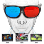Rot Blau 3D Brille Anaglyph Gerahmt 3D-Vision Brille für Spiele Stereo Film Dimensional Brille Kunststoffbrille, Rot Blau