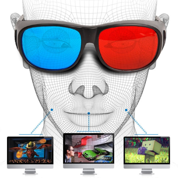 Rot Blau 3D Brille Anaglyph Gerahmt 3D-Vision Brille für Spiele Stereo Film Dimensional Brille Kunststoffbrille, Rot Blau