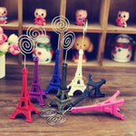 Mini-Eiffelturm-Form-Desktop-Statue Informationszettelhalter Fotoclip Home Art Deco Geschenk, zufällige Farblieferung, Eiffelturm-Form-Kartenhalter