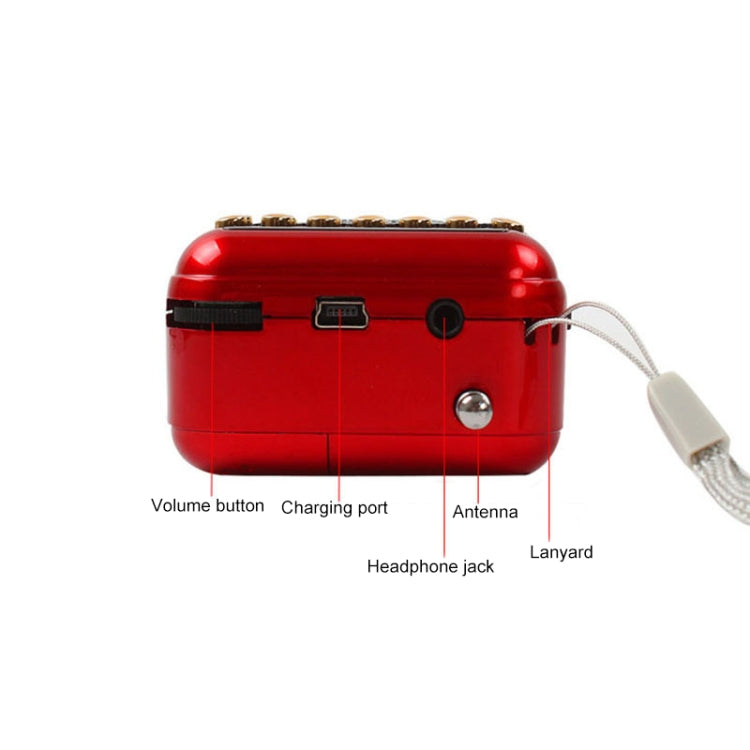 Tragbarer wiederaufladbarer FM-Radioempfänger Lautsprecher, unterstützt USB / TF-Karte / Musik MP3-Player