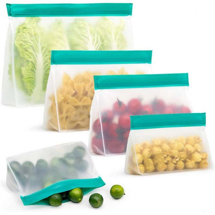 2 Sets PEVA-Lebensmittelbeutel, wiederverwendbar, dreidimensional, verdickt, aufbewahrbar, versiegelte Frischhaltebeutel, zufällige Farblieferung, versiegelte Frischhaltebeutel