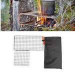 Outdoor-Camping-Topfgestell, quadratisch, aus 304er Edelstahl, Grillgitter, einfacher Holzfeuer-Ofen-Grill