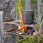 Outdoor-Camping-Topfgestell, quadratisch, aus 304er Edelstahl, Grillgitter, einfacher Holzfeuer-Ofen-Grill