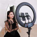 HQ-18N 18 Zoll 45cm LED Ring Vlogging Fotografie Video Lichtset mit Fernbedienung & Telefonhalterung & 2,1m Stativhalterung, EU-Stecker, 18 Zoll