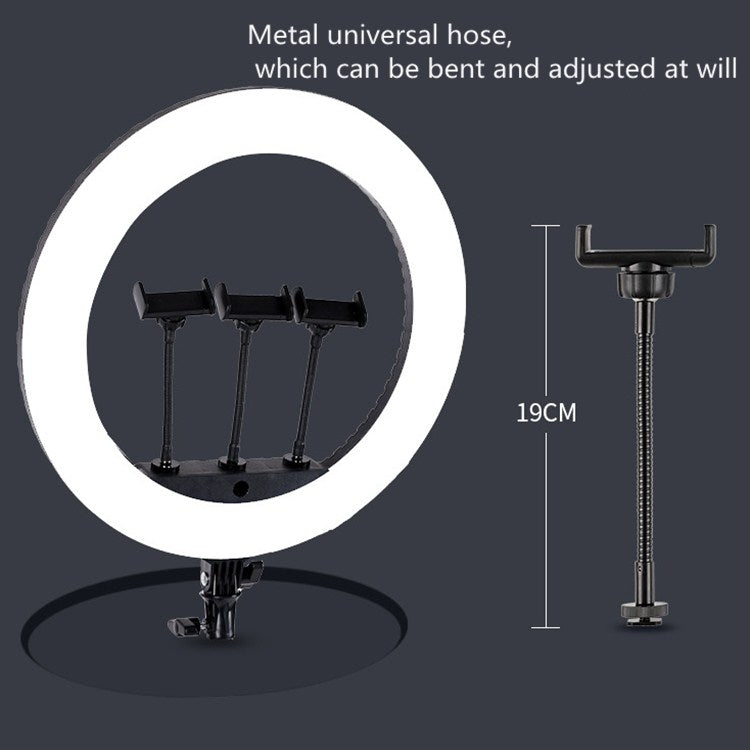 HQ-18N 18 Zoll 45cm LED Ring Vlogging Fotografie Video Lichtset mit Fernbedienung & Telefonhalterung & 2,1m Stativhalterung, EU-Stecker, 18 Zoll