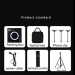 HQ-18N 18 Zoll 45cm LED Ring Vlogging Fotografie Video Lichtset mit Fernbedienung & Telefonhalterung & 2,1m Stativhalterung, EU-Stecker, 18 Zoll