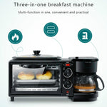 3-in-1 Elektrische Frühstücksmaschine Multifunktions Kaffeemaschine + Bratpfanne + Mini-Ofen Haushalts-Brotpizzaofen, 3-in-1 Multifunktionskaffeemaschine