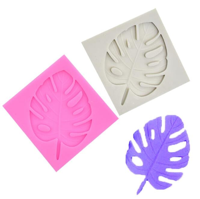 2 Stück DIY Baumblatt Fondantform Schokolade Kuchen Dekorationsform, Baumblattform (Rosa), Baumblattform (Grau)