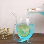 300ML Kreative Glas Tasse Milchbecher mit Strohhalm Kaltgetränk Tasse Saftbecher Weinglas, 300ML Saftbecher