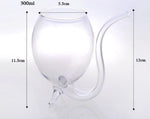 300ML Kreative Glas Tasse Milchbecher mit Strohhalm Kaltgetränk Tasse Saftbecher Weinglas, 300ML Saftbecher