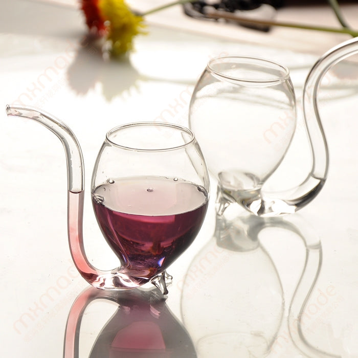 300ML Kreative Glas Tasse Milchbecher mit Strohhalm Kaltgetränk Tasse Saftbecher Weinglas, 300ML Saftbecher