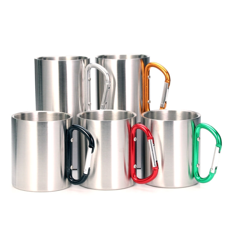 Edelstahl Doppelwandige Wasserbecher Kaffeetasse mit Karabinergriff, Zufällige Farblieferung, Kaffeetasse mit Karabiner