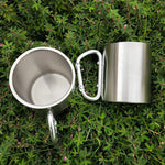 Edelstahl Doppelwandige Wasserbecher Kaffeetasse mit Karabinergriff, Zufällige Farblieferung, Kaffeetasse mit Karabiner