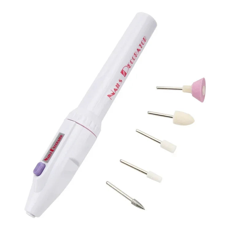 Elektrischer Nagelfräser-Set mit 5 Bits, Maniküre- und Pediküre-Salonstift, Nagelbohrer, Puffer und Pedikürewerkzeug