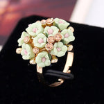 Modischer Keramik-Blumenring für Damen Verstellbare Hochzeitsringe Schmuck, Grün, Blau, Weiß, Hellrosa, Lila, Rot, Orangerot