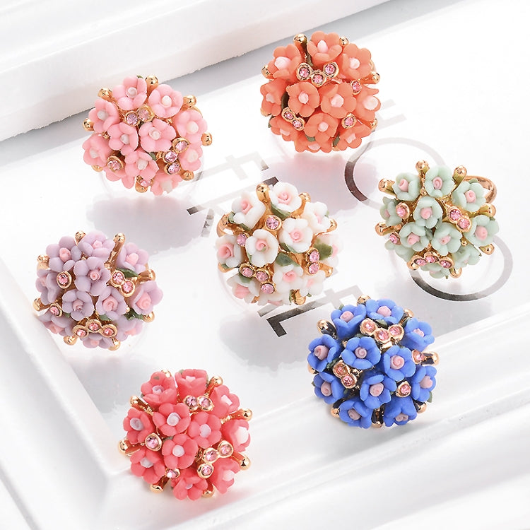 Modischer Keramik-Blumenring für Damen Verstellbare Hochzeitsringe Schmuck, Grün, Blau, Weiß, Hellrosa, Lila, Rot, Orangerot