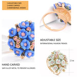 Modischer Keramik-Blumenring für Damen Verstellbare Hochzeitsringe Schmuck, Grün, Blau, Weiß, Hellrosa, Lila, Rot, Orangerot