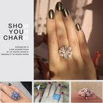 Modischer Keramik-Blumenring für Damen Verstellbare Hochzeitsringe Schmuck, Grün, Blau, Weiß, Hellrosa, Lila, Rot, Orangerot