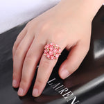 Modischer Keramik-Blumenring für Damen Verstellbare Hochzeitsringe Schmuck, Grün, Blau, Weiß, Hellrosa, Lila, Rot, Orangerot
