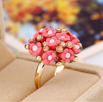Modischer Keramik-Blumenring für Damen Verstellbare Hochzeitsringe Schmuck, Grün, Blau, Weiß, Hellrosa, Lila, Rot, Orangerot