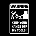 10 PCS QYPF 11.8CM18.3CM Tool Box Warning Sticker Funny Prank Graphic Car Sticker Black/Silver Vinyl Decoration Graphic, 11.8x18.3CM, Black, Silver