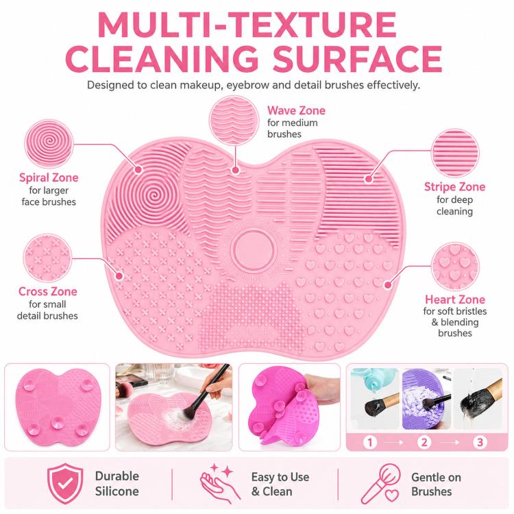Silikon-Reinigungsmatte für Kosmetikpinsel, Augenbrauenpinsel, Reinigungspad, Scheuerbrett, Make-up-Reinigungswerkzeug, Pink, Grün, Schwarz, Dunkelviolett, Hellviolett, Rosenrot