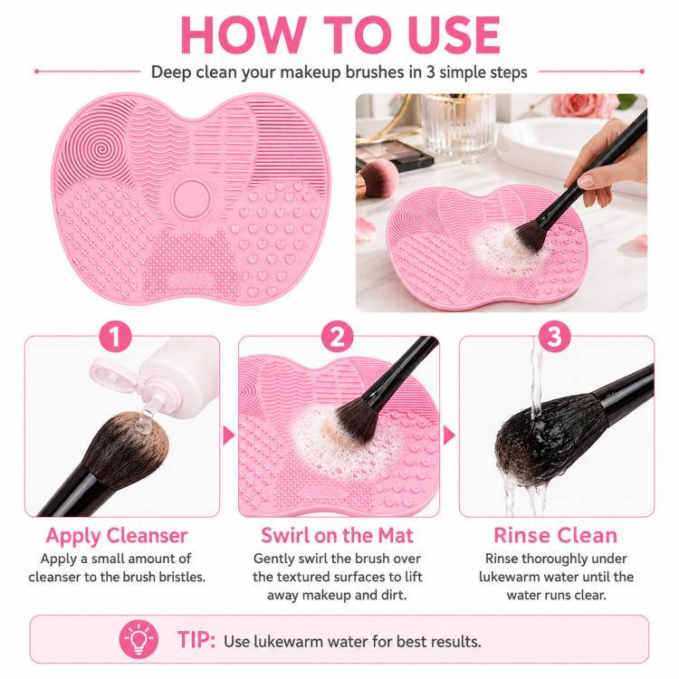 Silikon-Reinigungsmatte für Kosmetikpinsel, Augenbrauenpinsel, Reinigungspad, Scheuerbrett, Make-up-Reinigungswerkzeug, Pink, Grün, Schwarz, Dunkelviolett, Hellviolett, Rosenrot