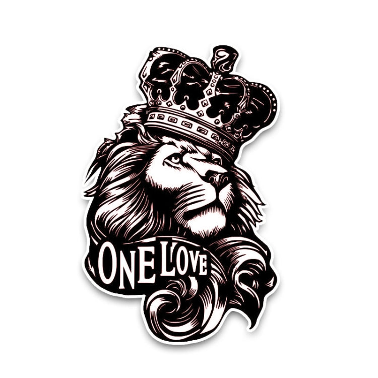 5 PCS YJZT One Love Lion Crown PVC Animal Car Sticker, 10x15.3CM, Lion Crown
