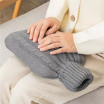 Wärmflasche einfarbiger Strickbezug (ohne Wärmflasche) wassergefüllte Wärmflasche weicher Strickbezug Samtbeutel