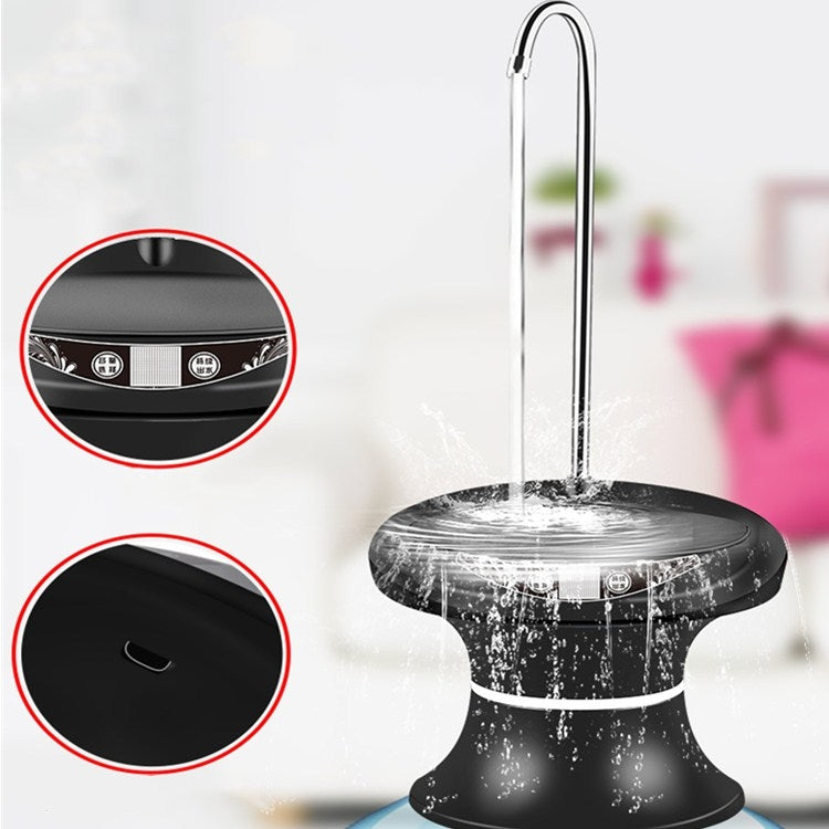 Schalen-Eimer-Wasserpumpe USB Wiederaufladbarer kabelloser elektrischer Mineralwasser-Eimer-Spender, Schwarz