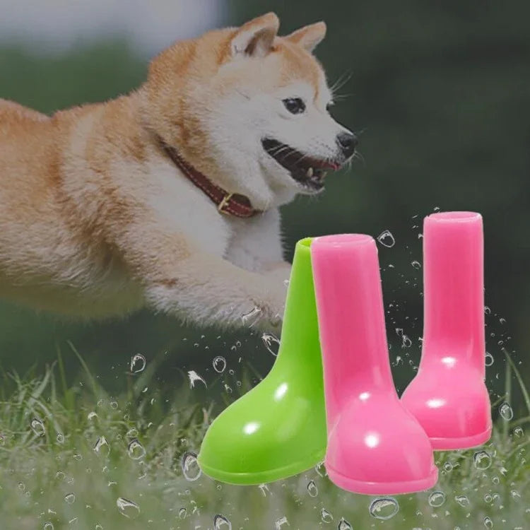 4er-Set wasserdichte, rutschfeste Hunde-Regenstiefel, Größen: S, M, L
