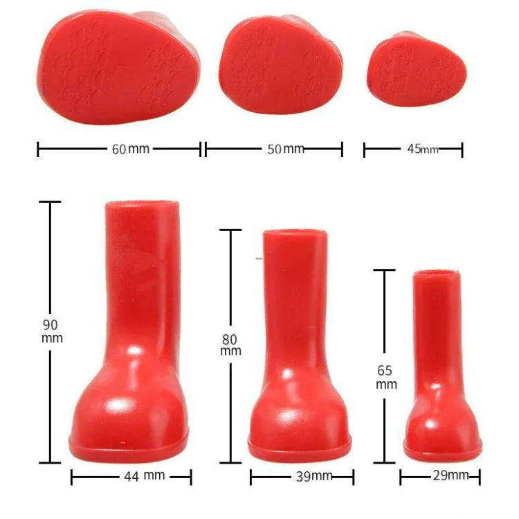 4er-Set wasserdichte, rutschfeste Hunde-Regenstiefel, Größen: S, M, L