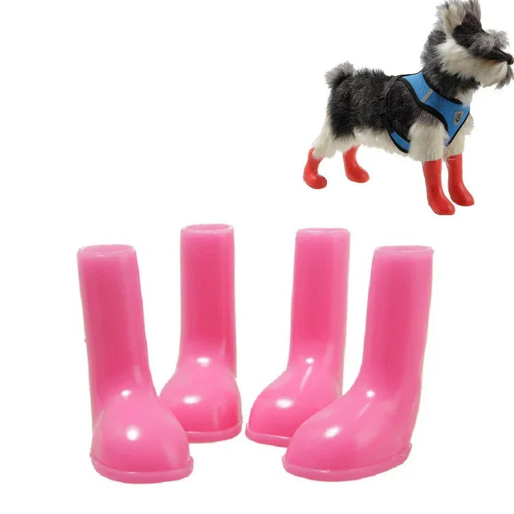 4er-Set wasserdichte, rutschfeste Hunde-Regenstiefel, Größen: S, M, L
