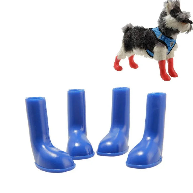 4er-Set wasserdichte, rutschfeste Hunde-Regenstiefel, Größen: S, M, L