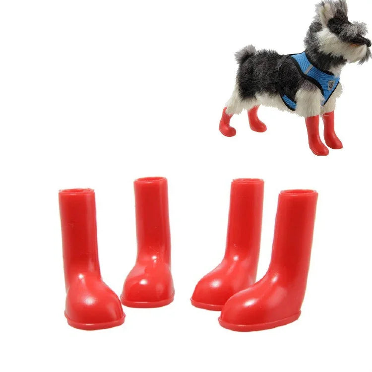 4er-Set wasserdichte, rutschfeste Hunde-Regenstiefel, Größen: S, M, L
