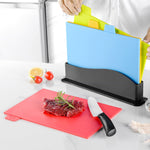 4-in-1 Klassifiziertes Schneidebrett, Multifunktionales Haushalts-Schneidebrett-Set aus Kunststoff für Obst, 4-in-1 Quadratisch