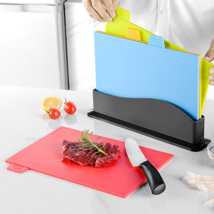 4-in-1 Klassifiziertes Schneidebrett, Multifunktionales Haushalts-Schneidebrett-Set aus Kunststoff für Obst, 4-in-1 Quadratisch