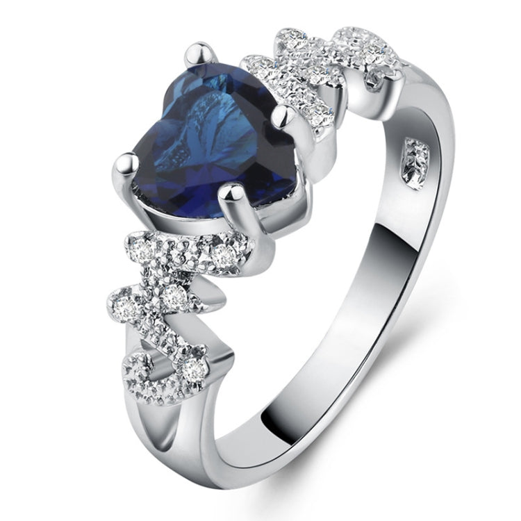 925 Sterlingsilber Damen Herzmuster Diamantring, 10