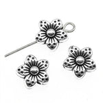 30 STK Tibetische Silberlegierung Blumenanhänger Perlen Blumen-Abstandshalter Perlen Anhänger, Größe: 9x9x5mm