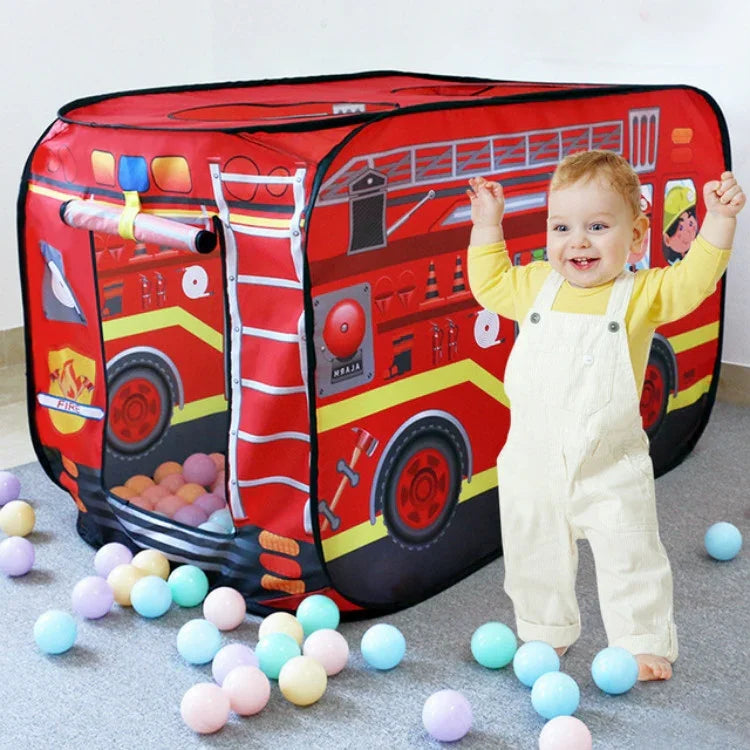 Kinder Spielzelt Stoff Feuerwehrauto Polizeiauto Schulbus Spielhaus, Feuerwehrauto, Polizeiauto, Schulbus, Eiswagen