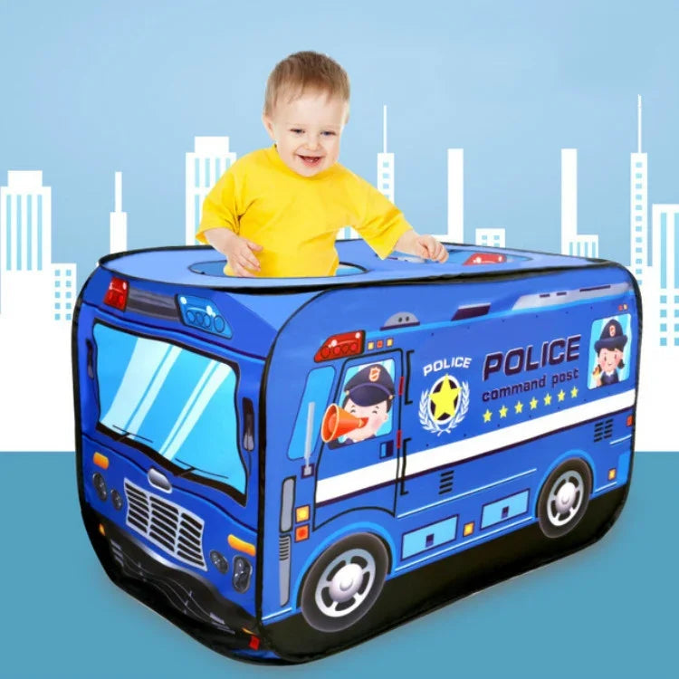 Kinder Spielzelt Stoff Feuerwehrauto Polizeiauto Schulbus Spielhaus, Feuerwehrauto, Polizeiauto, Schulbus, Eiswagen