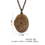 Vintage Antike Bronze Blumenmuster Gravierte Oval Medaillon Bilder Andenken Foto Box Halskette