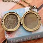 Vintage Antike Bronze Blumenmuster Gravierte Oval Medaillon Bilder Andenken Foto Box Halskette